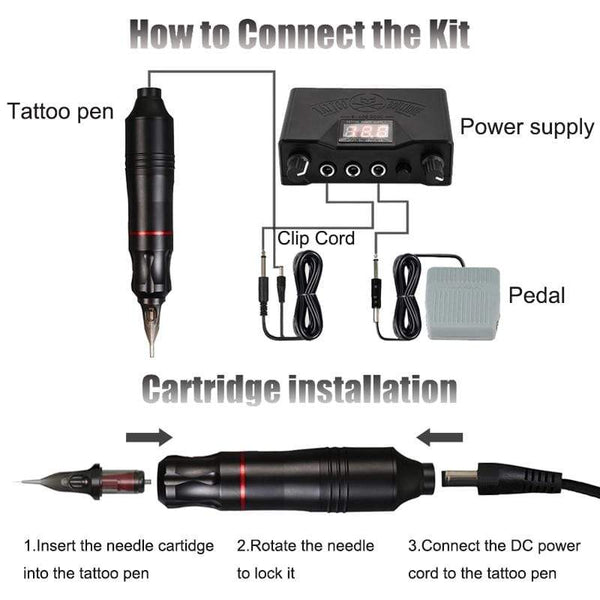 Planet Gates Tattoo Machine Kits Tattoo Power Supply Rotary Pen With Cartridges Needles Permanent Makeup Machine For Tattoo Beginners Artist