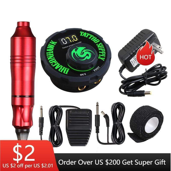 Planet Gates Tattoo Permanent Makeup Set Rotary Pen Machine Tattoo Kits Mini Power Pedal Tattoo Studio Assortment