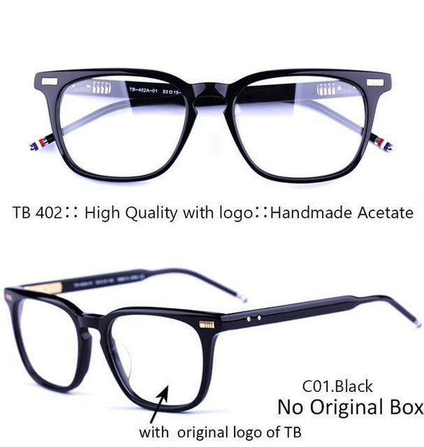 Planet Gates TB402-Black-NO BOX Handmade Acetate Glasses Men Prescription Eyewear Optical Frames Spectacle Vintage Square