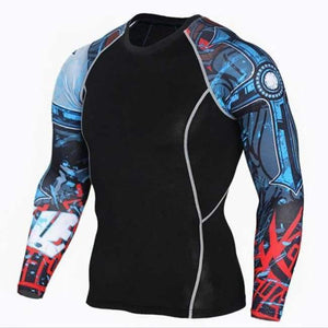 Planet Gates TC-121 / Asian size--S Long T Shirt+Pants Men's Morning Run Jogging Workout Compression Clothing Extreme Sports Gym Men's Tights MMA BJJ Tops