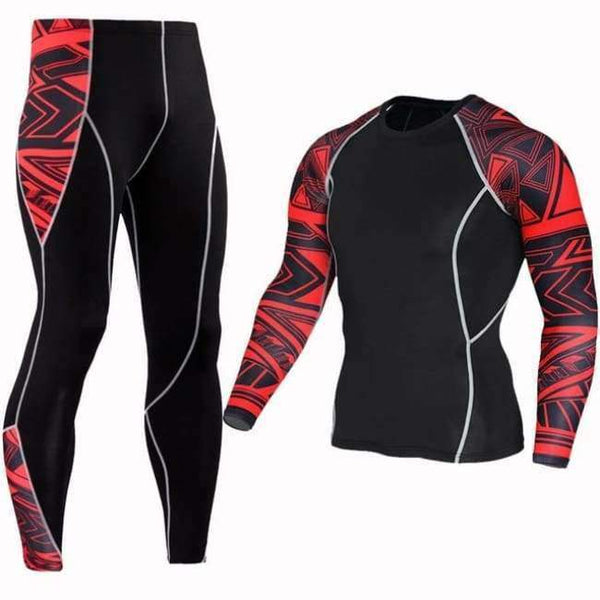 Planet Gates TC-122 / Asian size--S Long T Shirt+Pants Men's Morning Run Jogging Workout Compression Clothing Extreme Sports Gym Men's Tights MMA BJJ Tops