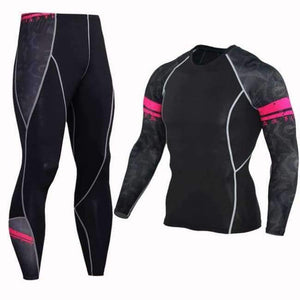 Planet Gates TC-122 / Asian size--S Long T Shirt+Pants Men's Morning Run Jogging Workout Compression Clothing Extreme Sports Gym Men's Tights MMA BJJ Tops