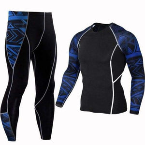 Planet Gates TC-122 / Asian size--S Long T Shirt+Pants Men's Morning Run Jogging Workout Compression Clothing Extreme Sports Gym Men's Tights MMA BJJ Tops