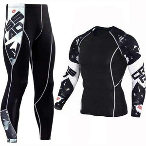 Planet Gates TC-122 / Asian size--S Long T Shirt+Pants Men's Morning Run Jogging Workout Compression Clothing Extreme Sports Gym Men's Tights MMA BJJ Tops