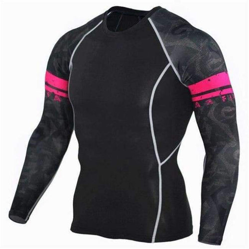 Planet Gates TC-97 / Asian size--S Long T Shirt+Pants Men's Morning Run Jogging Workout Compression Clothing Extreme Sports Gym Men's Tights MMA BJJ Tops