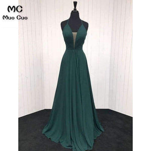 Planet Gates Teal Wedding Party Dress Deep V-Neck Spaghetti Straps Chiffon Pleat Prom Bridesmaid Dresses for women