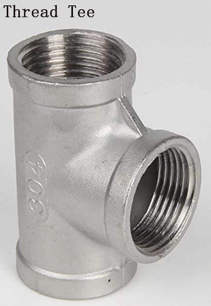 1/4 to 3/4" SS304 Stainless Steel Thread Elbow Cross Nipple Tube Plug Tee Cap End Pipe Fitting Nipple