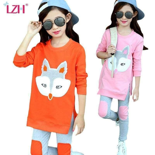 Planet Gates Teenage Girls Clothing Sets Autumn Winter Girls Clothes Set Fox T-Shirt+Pants 2pcs Kids Girls Sport Suit Children Clothing