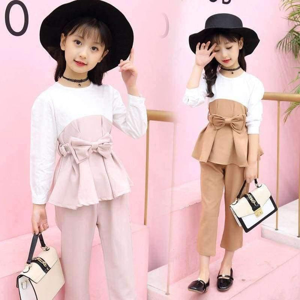 Planet Gates Teenagers girls clothes for 4- 14 yrs girls fashion 3pcs children clothing set long sleeve t-shirt+pants+belt kids outfit