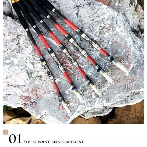 Planet Gates Telescopic Fishing Rod 99% Carbon Fiber 2.1-3.6M Carbon Spinning Pole Sea Fishing Stick Metal Ring