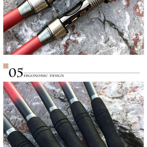 Planet Gates Telescopic Fishing Rod 99% Carbon Fiber 2.1-3.6M Carbon Spinning Pole Sea Fishing Stick Metal Ring