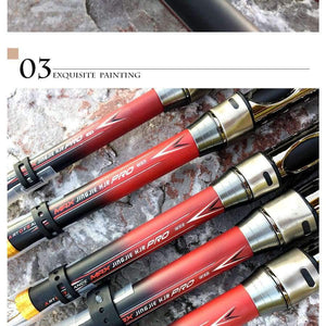 Planet Gates Telescopic Fishing Rod 99% Carbon Fiber 2.1-3.6M Carbon Spinning Pole Sea Fishing Stick Metal Ring