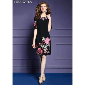 Planet Gates TESSCARA Women Summer Luxury Embroidery Office Dress Female Elegant Cocktail Vestidos Retro Vintage Party Robe Femme Plus Size