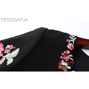 Planet Gates TESSCARA Women Summer Luxury Embroidery Office Dress Female Elegant Cocktail Vestidos Retro Vintage Party Robe Femme Plus Size