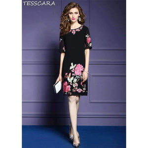 Planet Gates TESSCARA Women Summer Luxury Embroidery Office Dress Female Elegant Cocktail Vestidos Retro Vintage Party Robe Femme Plus Size