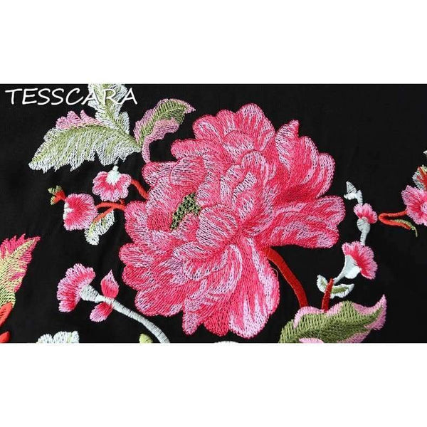 Planet Gates TESSCARA Women Summer Luxury Embroidery Office Dress Female Elegant Cocktail Vestidos Retro Vintage Party Robe Femme Plus Size