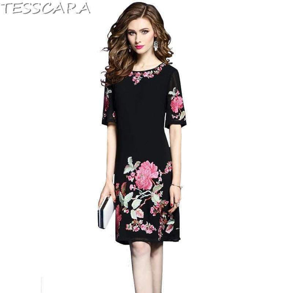 Planet Gates TESSCARA Women Summer Luxury Embroidery Office Dress Female Elegant Cocktail Vestidos Retro Vintage Party Robe Femme Plus Size