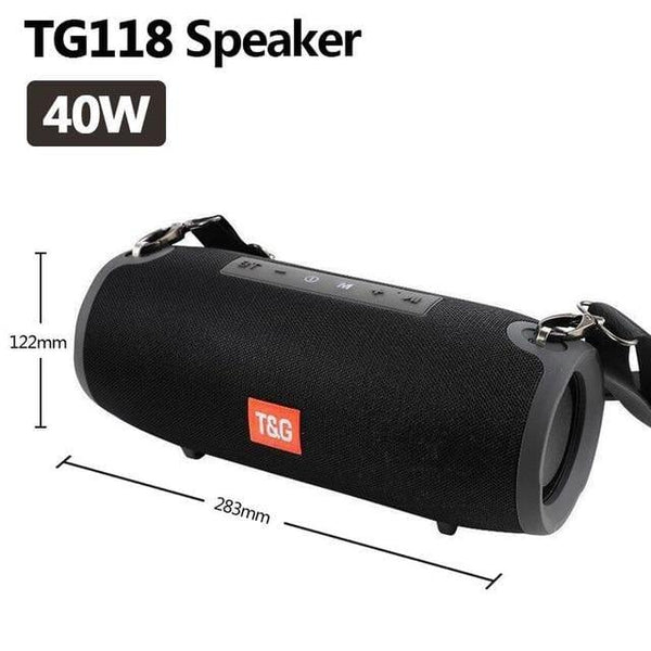 Planet Gates TG118 Black TG118 High Power 40W Bluetooth Speaker Waterproof Portable Column For PC Computer Speakers Subwoofer Boom Box Music Center Radio