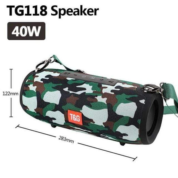 Planet Gates TG118 Camfoulage TG118 High Power 40W Bluetooth Speaker Waterproof Portable Column For PC Computer Speakers Subwoofer Boom Box Music Center Radio