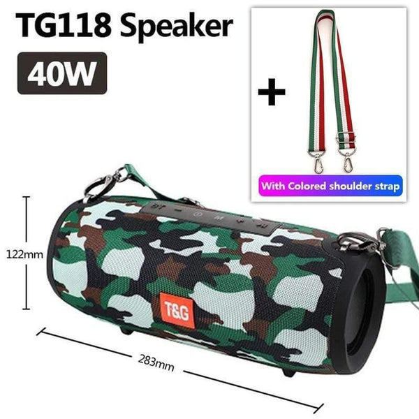 Planet Gates TG118 Camouflage TG118 Really 40W Bluetooth Speaker Portable Column Music Player Sound System Boom Box With FM Radio TF Subwoofer Double TG 125