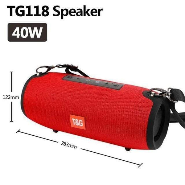 Planet Gates TG118 Red TG118 High Power 40W Bluetooth Speaker Waterproof Portable Column For PC Computer Speakers Subwoofer Boom Box Music Center Radio