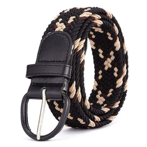 Men Women Elastic Stretch Waist Belt Black Canvas Stretch Braided Elastic Woven Leather Belt Wide Hot Metal Stretch Men's Belts