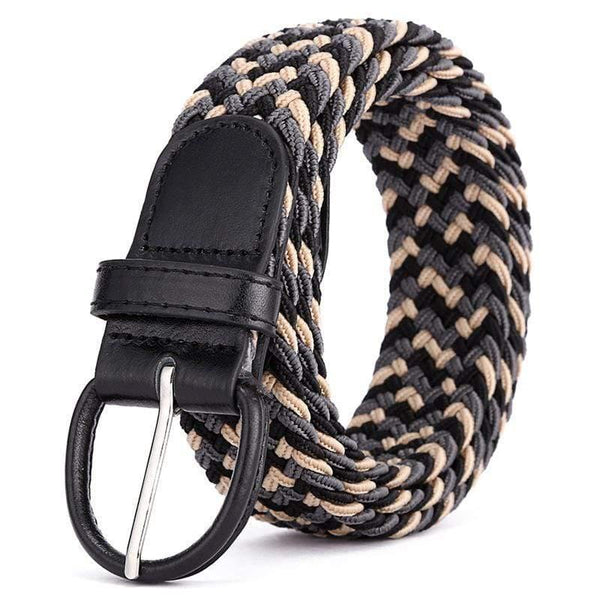 Men Women Elastic Stretch Waist Belt Black Canvas Stretch Braided Elastic Woven Leather Belt Wide Hot Metal Stretch Men's Belts
