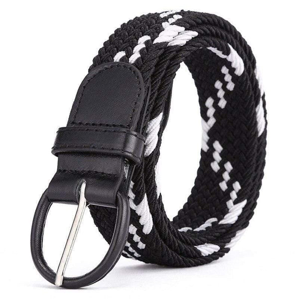 Men Women Elastic Stretch Waist Belt Black Canvas Stretch Braided Elastic Woven Leather Belt Wide Hot Metal Stretch Men's Belts