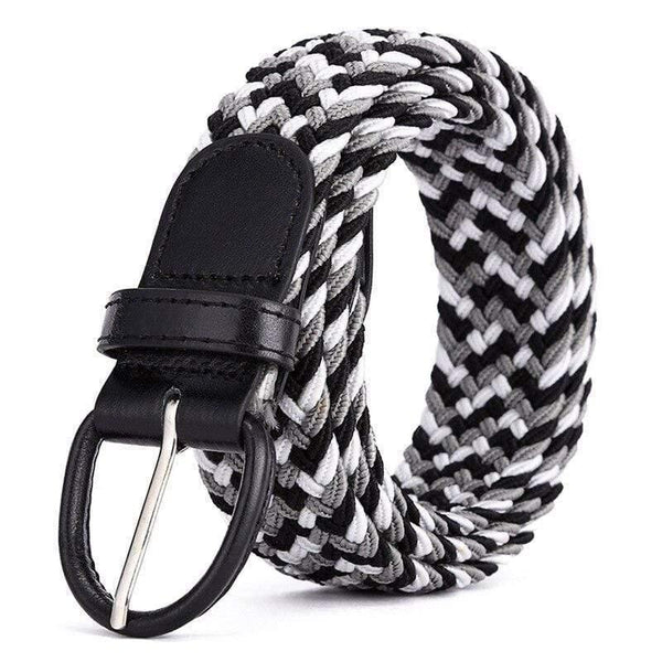 Men Women Elastic Stretch Waist Belt Black Canvas Stretch Braided Elastic Woven Leather Belt Wide Hot Metal Stretch Men's Belts