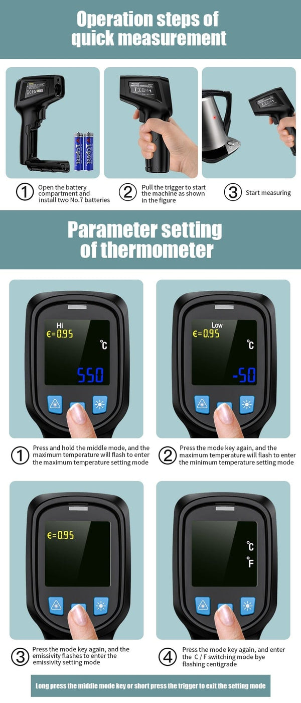 Planet Gates Thermometer Digital 800 Degree Infrared Thermometer Thermal Imager Laser Thermometers Pyrometer Hygrometer Thermostat Termometro