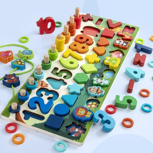 Planet Gates Thick Forest Beads Montessori Wooden Math Toys Educational Teaching Aids Figure Matching Puzzle Preschool Busy Board Geometry Digital Toy Kids Gift
