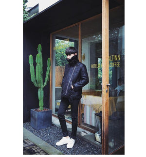 Planet Gates Thick Warm Oblique Zipper Unique Designer Mens Suede Jackets Coat With Fur Lining Winter