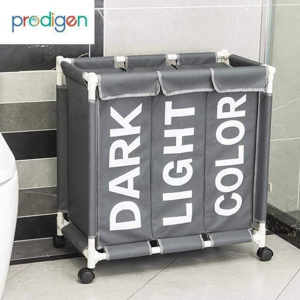 Planet Gates Three Grid Grey Laundry Basket Organizer 3 Grid Large Laundry Hamper Bin Waterproof Laundry Bags For Dirty Clothes Storage Box