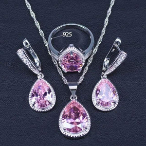 Planet Gates Three Piece 3 / 7 White And Sparkling Yellow Crystal Stone 925 Sterling Silver 3 Piece Big Water Drop Jewelry Sets For Women Party
