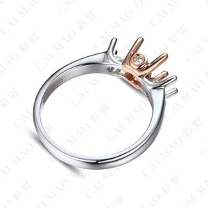 Planet Gates Three Stones Round cut Semi Mount Diamond Ring Settings 14k Rose Gold Gemstone Engagement Ring Fine Jewelry