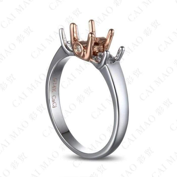 Planet Gates Three Stones Round cut Semi Mount Diamond Ring Settings 14k Rose Gold Gemstone Engagement Ring Fine Jewelry