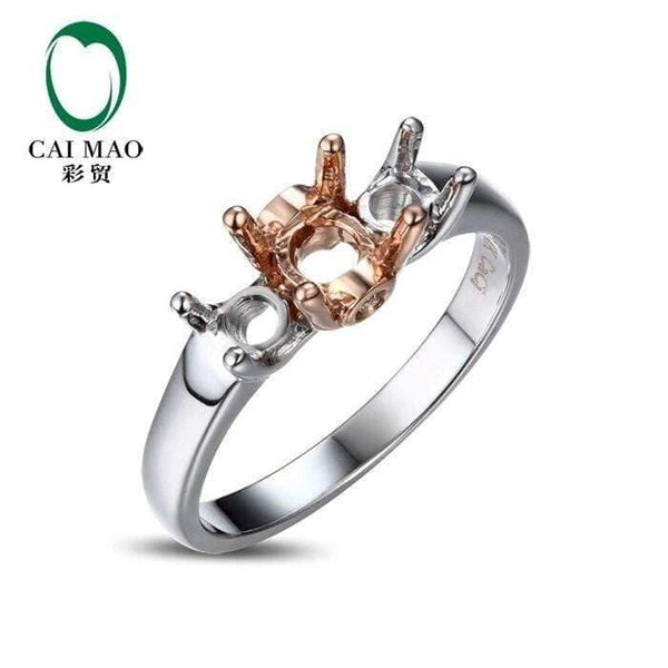 Planet Gates Three Stones Round cut Semi Mount Diamond Ring Settings 14k Rose Gold Gemstone Engagement Ring Fine Jewelry