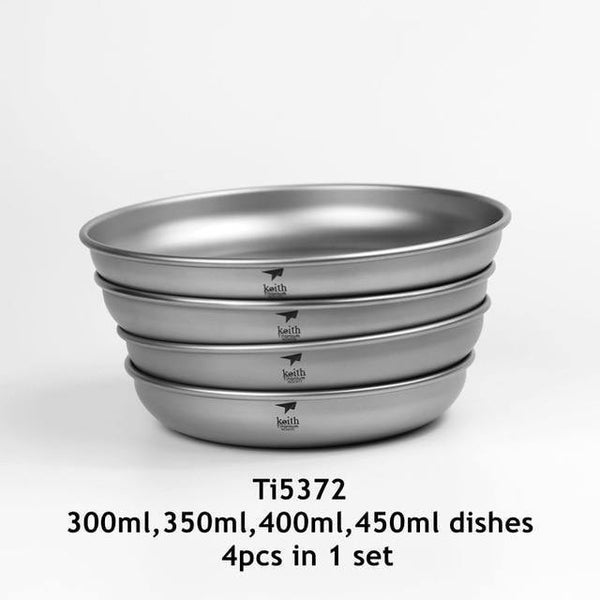 Planet Gates Ti5372 Camping Titanium Dishes 150ml-450ml Saucer Outdoor Tableware Camping Plates Cutlery Ti5362/Ti5368