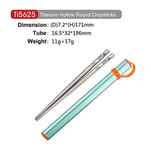 Planet Gates Ti5625-kid-blue Outdoor Titanium Round Square Chopsticks With Aluminum Tube Cover Camping Picnic Travel Children Tableware Cutlery Ti5822