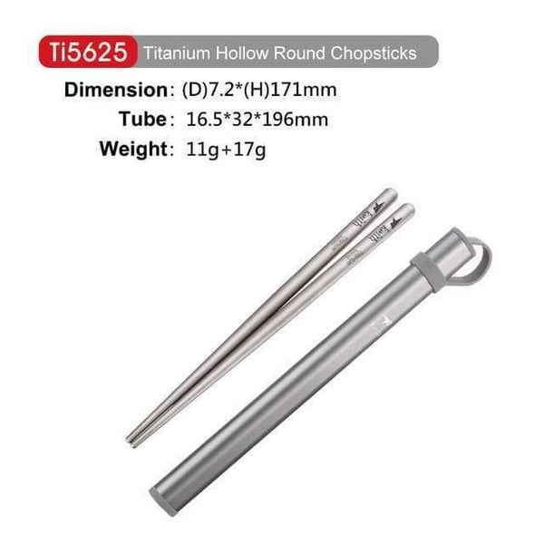 Planet Gates Ti5625-kid-gray Outdoor Titanium Round Square Chopsticks With Aluminum Tube Cover Camping Picnic Travel Children Tableware Cutlery Ti5822