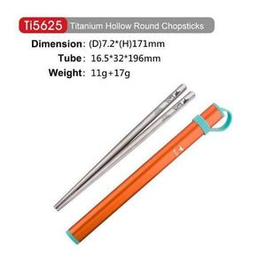 Planet Gates Ti5625-kid-orange Outdoor Titanium Round Square Chopsticks With Aluminum Tube Cover Camping Picnic Travel Children Tableware Cutlery Ti5822