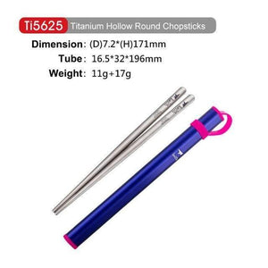 Planet Gates Ti5625-kid-purple Outdoor Titanium Round Square Chopsticks With Aluminum Tube Cover Camping Picnic Travel Children Tableware Cutlery Ti5822