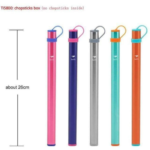 Planet Gates Ti5800- Aluminum Box Outdoor Titanium Round Square Chopsticks With Aluminum Tube Cover Camping Picnic Travel Children Tableware Cutlery Ti5822