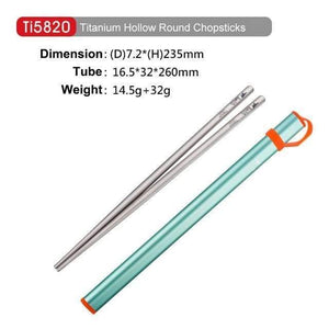 Planet Gates Ti5820-round-blue Outdoor Titanium Round Square Chopsticks With Aluminum Tube Cover Camping Picnic Travel Children Tableware Cutlery Ti5822