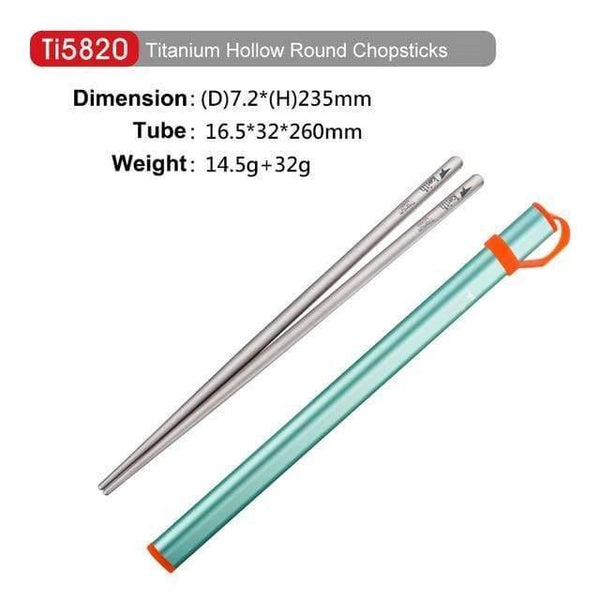 Planet Gates Ti5820-round-blue Outdoor Titanium Round Square Chopsticks With Aluminum Tube Cover Camping Picnic Travel Children Tableware Cutlery Ti5822
