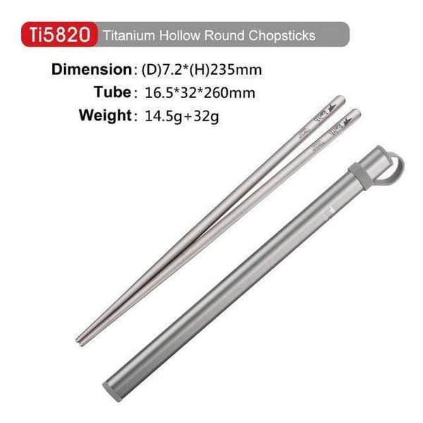 Planet Gates Ti5820-round-gray Outdoor Titanium Round Square Chopsticks With Aluminum Tube Cover Camping Picnic Travel Children Tableware Cutlery Ti5822