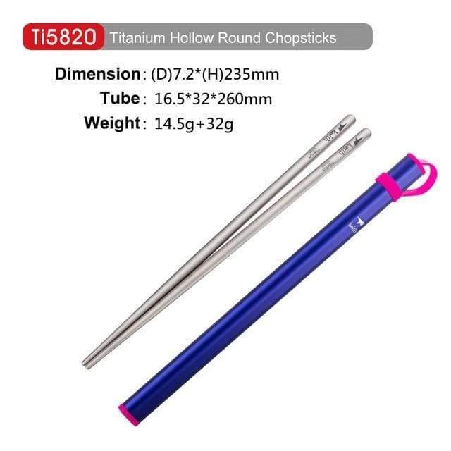 Planet Gates Ti5822-round-gray Outdoor Titanium Round Square Chopsticks With Aluminum Tube Cover Camping Picnic Travel Children Tableware Cutlery Ti5822