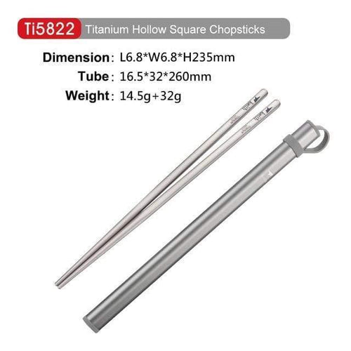 Planet Gates Ti5822-round-gray Outdoor Titanium Round Square Chopsticks With Aluminum Tube Cover Camping Picnic Travel Children Tableware Cutlery Ti5822