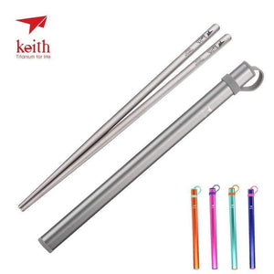 Planet Gates Ti5822-round-gray Outdoor Titanium Round Square Chopsticks With Aluminum Tube Cover Camping Picnic Travel Children Tableware Cutlery Ti5822