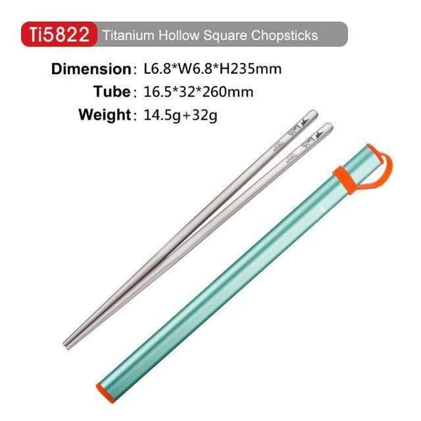 Planet Gates Ti5822-square-blue Outdoor Titanium Round Square Chopsticks With Aluminum Tube Cover Camping Picnic Travel Children Tableware Cutlery Ti5822